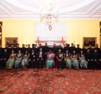 Probationary Officers of Military Engineer Services (MES) met President Draupadi Murmu at Rashtrapati Bhavan today