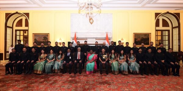 Probationary Officers of Military Engineer Services (MES) met President Draupadi Murmu at Rashtrapati Bhavan today