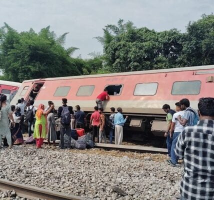 Two people were killed and over 20 injured in a train accident in Uttar Pradesh's Gonda district this afternoon