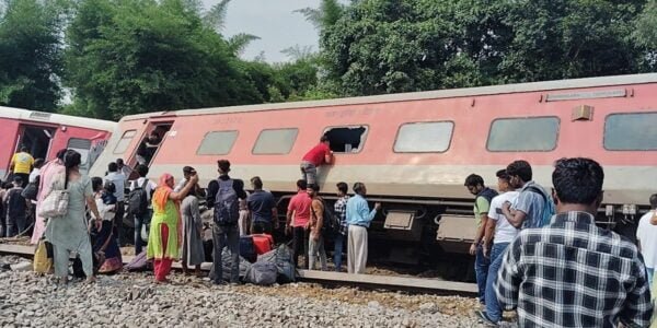 Two people were killed and over 20 injured in a train accident in Uttar Pradesh's Gonda district this afternoon