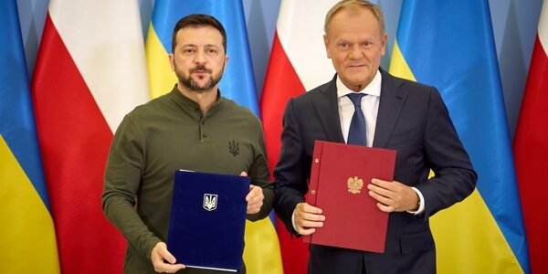 Ukraine President Valodimir Zelansky and Poland Prime Minister Donald Tusks signed a bilateral security agreement in Warsa