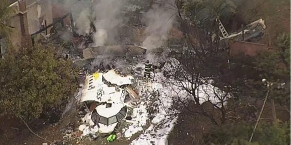 A plane carrying 61 people crashes in Sao Paulo, Brazil