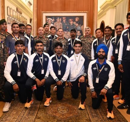 Army Chief General Upendra Dwivedi felicitated Indian Army players participating in Paris Olympics 2024
