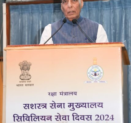 Defence Minister Rajnath Singh attended the 83rd AFHQ Civil Services Day celebrations held in New Delhi