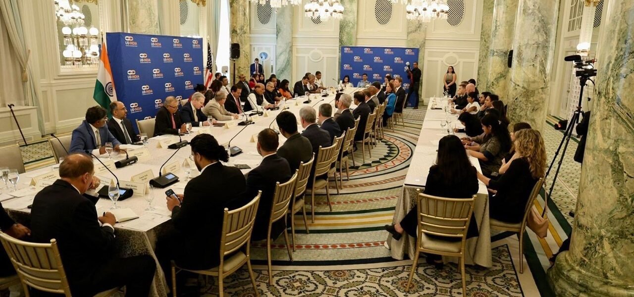 Defence Minister Rajnath Singh interacts with US defence industry stalwarts in Washington DC