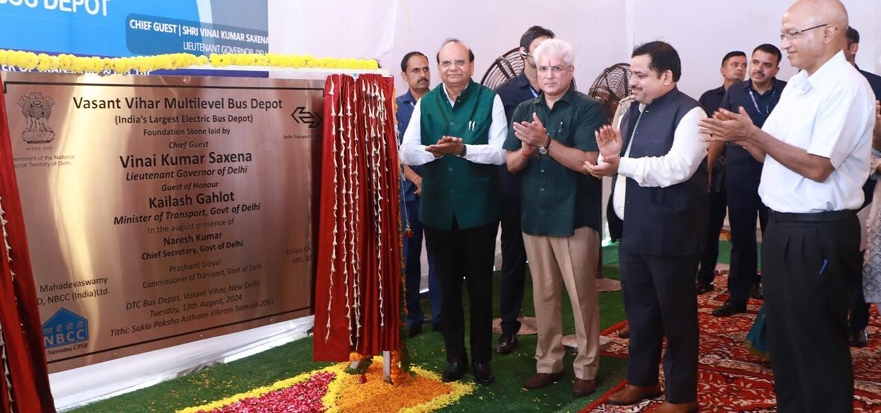Delhi Lt Governor, Transport Minister lay foundation stone of multi-level depot for electric buses