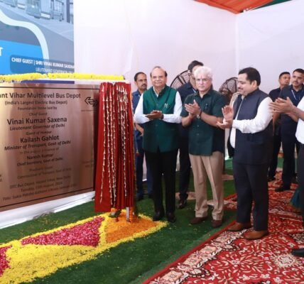 Delhi Lt Governor, Transport Minister lay foundation stone of multi-level depot for electric buses