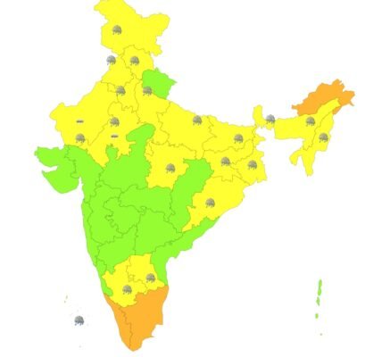 IMD issued an orange alert for heavy rainfall in some parts of the country for the next two days