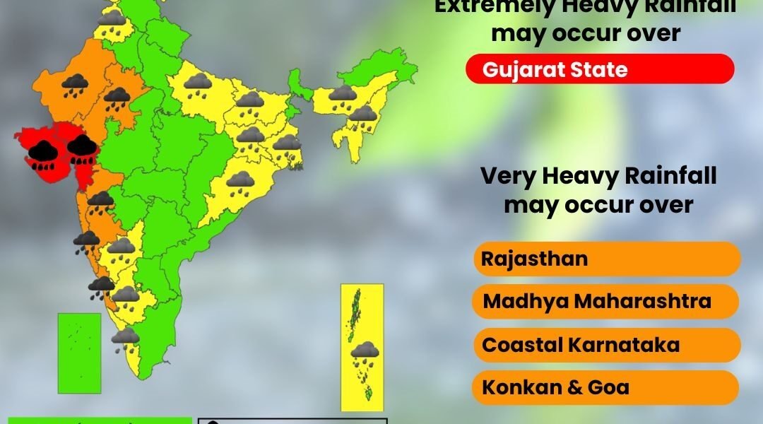 IMD predicted heavy rains at isolated places in South Gujarat, Saurashtra and Kutch today