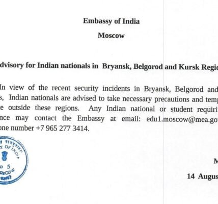 India issues advisory to citizens of three Russian regions amid security concerns