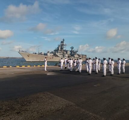 Indian Navy warship INS Mumbai arrived in Colombo on a three-day visit