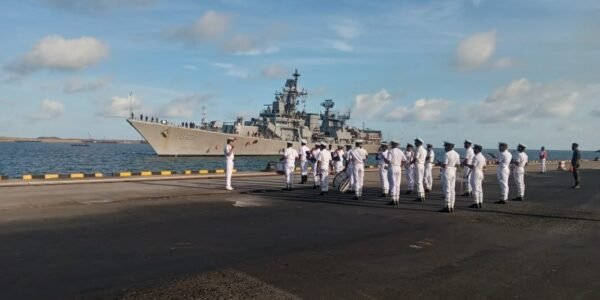 Indian Navy warship INS Mumbai arrived in Colombo on a three-day visit