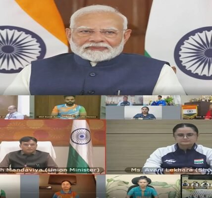 PM Modi interacts with Indian athletes participating in Paris Paralympics