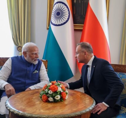PM Modi meets President of Poland Andrzej Sebastian Duda at Belweder Palace in Warsaw