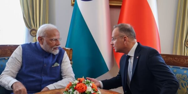 PM Modi meets President of Poland Andrzej Sebastian Duda at Belweder Palace in Warsaw