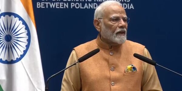 Poland PM Narendra Modi addresses an event of the Indian community in Warsaw