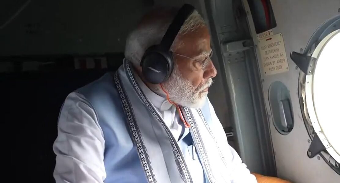 Prime Minister Narendra Modi conducted an aerial survey of landslide-hit areas in Wayanad, Kerala.