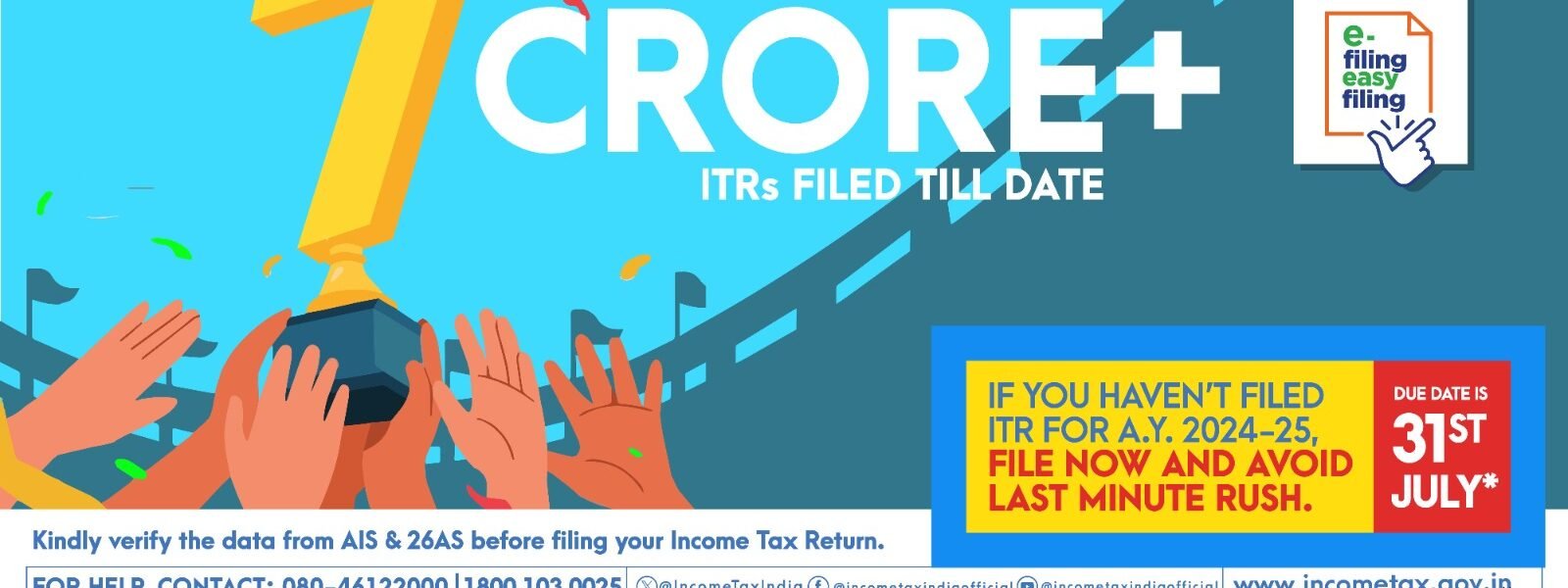 Record 7.28 crore ITRs filed for AY 2024-25 till 31st July, 2024