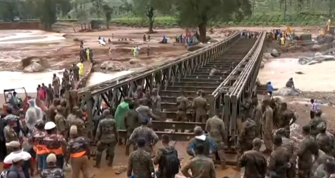 Search and rescue operations continue in landslide-hit areas in Kerala's Wayanad, Army builds Bailey bridge