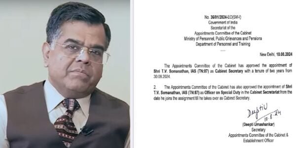 TV Somanathan as Cabinet Secretary