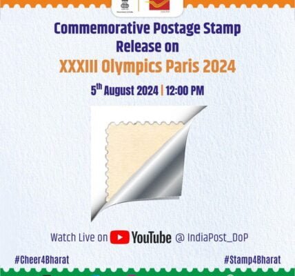 Union Ministers Jyotiraditya M. Scindia and Dr. Mansukh Mandaviya to release a set of commemorative postage stamps tomorrow to commemorate the Paris Olympics