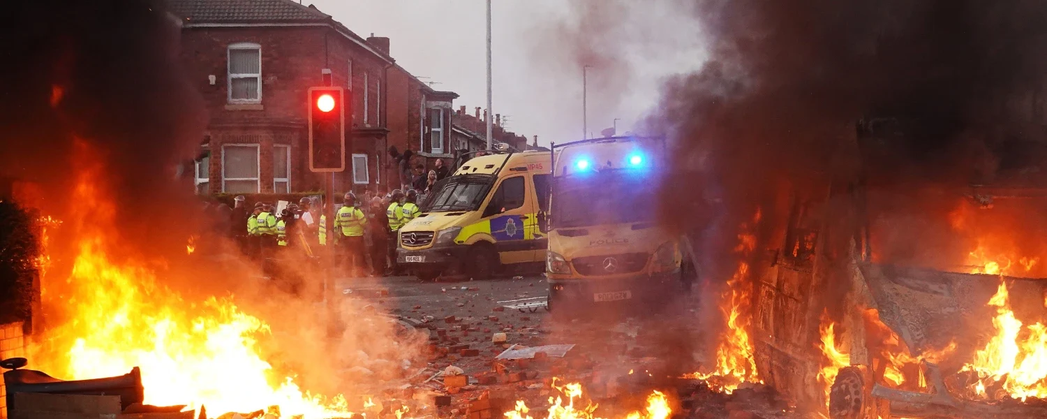 Violent clashes broke out in several cities after the murder of three girls in Britain