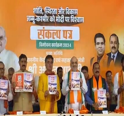 BJP leader Amit Shah released the party's manifesto for the Jammu and Kashmir assembly elections