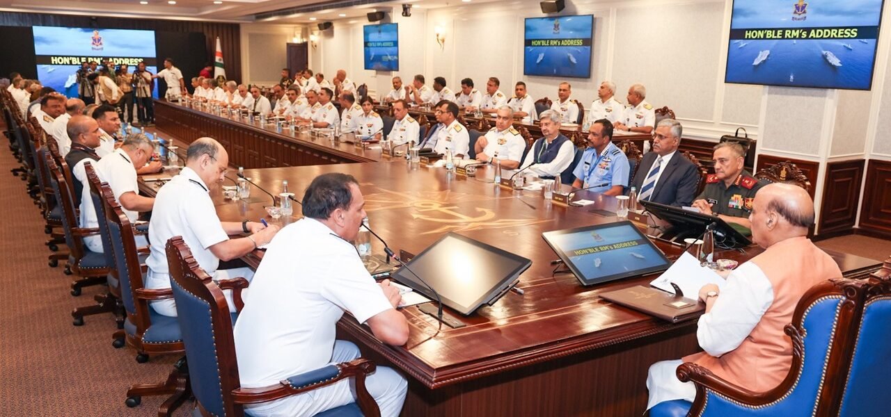 Defence Minister Rajnath Singh addresses the 2nd edition of 'Naval Commanders' Conference' 2024 in New Delhi