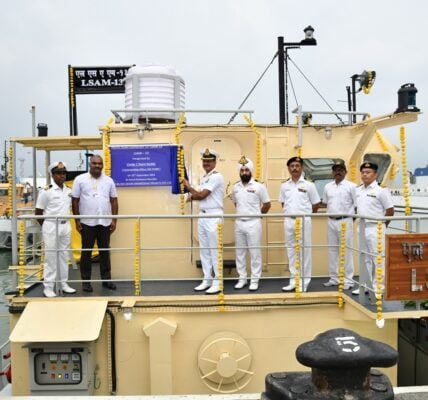 Delivery of Fifth Missile cum Ammunition (MCA) Barge, LSAM 13 (Yard 81) for INS Tunir