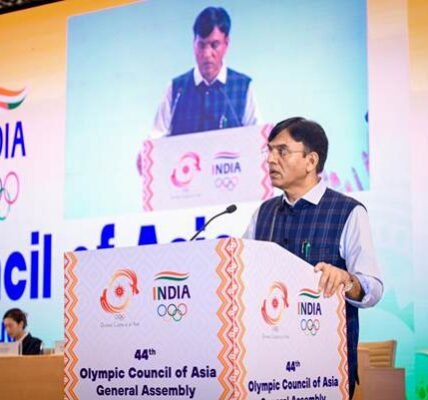 Dr. Mansukh Mandaviya addresses the 44th General Assembly of the Asian Olympic Council