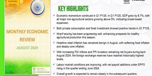 Economic progress continues in the first quarter of the current financial year