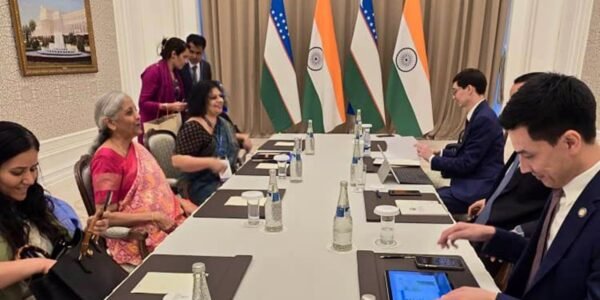 Finance Minister Nirmala Sitharaman meets Laziz Kudratov, Minister of Investment, Industry and Trade of Uzbekistan