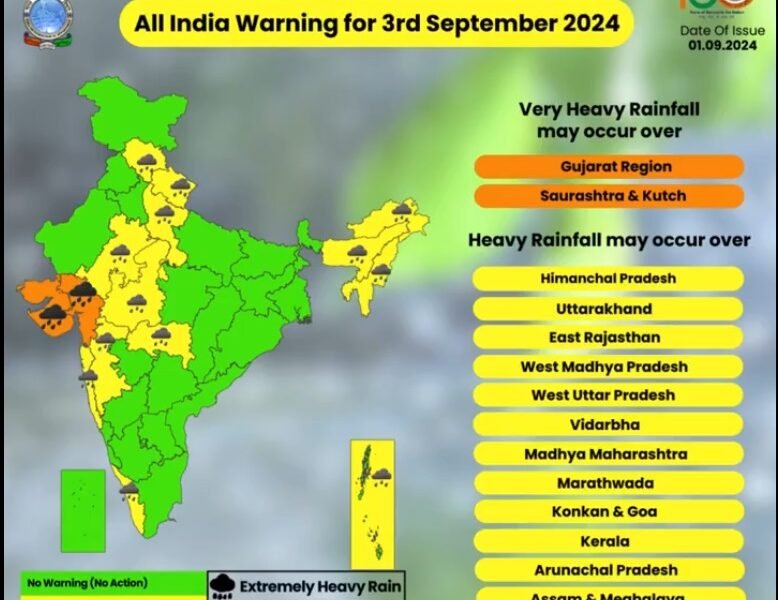 IMD issued a warning of heavy rains in the western, central and southern parts of the country