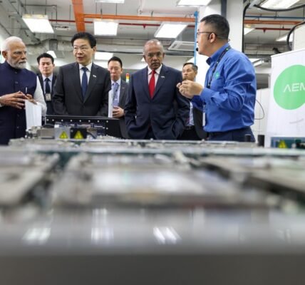 PM Modi, accompanied by PM Lawrence Wong visited AEM, a leading Singaporean company in the semiconductor and electronics sector