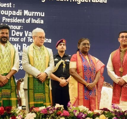 President Draupadi Murmu attended the 21st convocation of NALSAR Law University in Hyderabad, Telangana today