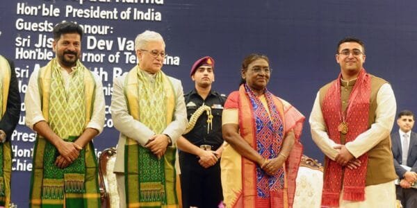 President Draupadi Murmu attended the 21st convocation of NALSAR Law University in Hyderabad, Telangana today