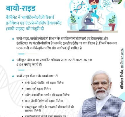 Union Cabinet approves ‘Bio-Ride’ scheme to support cutting edge research and development in the field of biotechnology