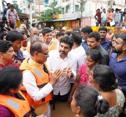 Union Minister Shivraj Singh Chauhan visited flood affected areas in Vijayawada, Andhra Pradesh and met the public and farmers