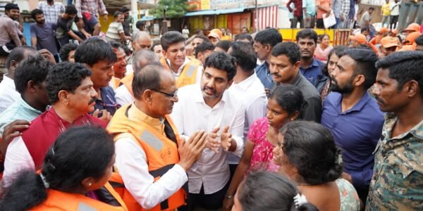 Union Minister Shivraj Singh Chauhan visited flood affected areas in Vijayawada, Andhra Pradesh and met the public and farmers