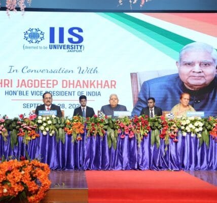 Vice President addresses students of India International School in Jaipur