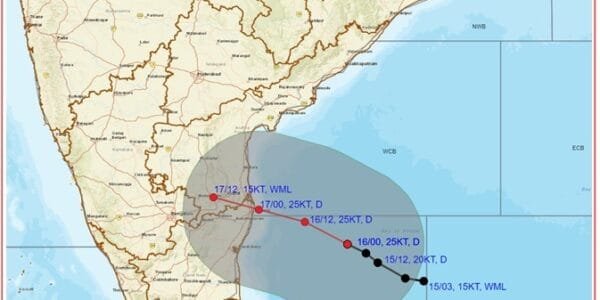 A low pressure area formed in the Bay of Bengal, about four hundred and ninety kilometers away from Chennai IMD