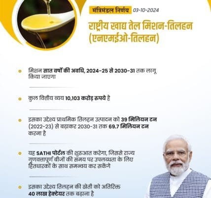 Cabinet approves National Mission on Edible Oil – Oilseeds (NMEO-Oilseeds) from 2024-25 to 2030-31