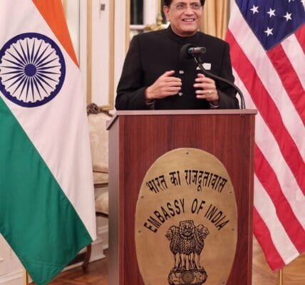 Commerce and Industry Minister Piyush Goyal interacts with leading businessmen and investors in New York
