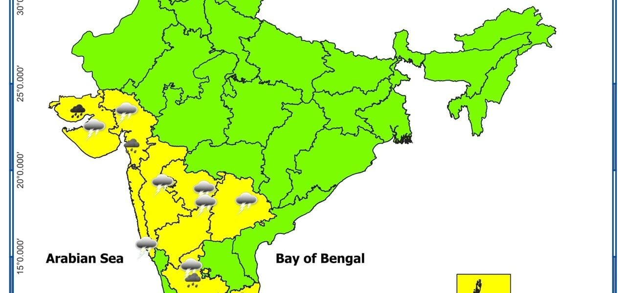 Heavy rains may occur in Kerala, Karnataka, Mahe and Lakshadweep for the next four to five days IMD
