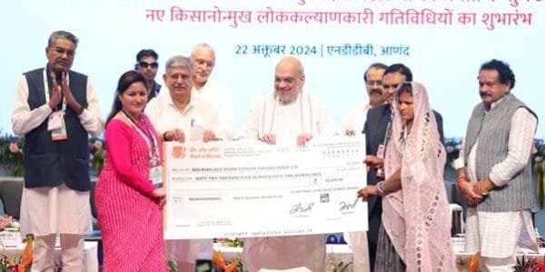 Home Minister Amit Shah launched several farmer welfare activities worth Rs 300 crore on the occasion of NDDB's Diamond Jubilee celebrations and Shri Tribhuvan Patel's birth anniversary