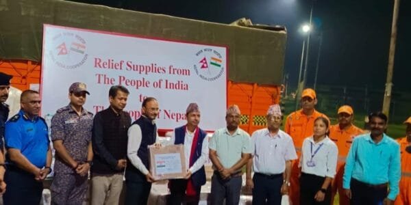 India hands over first consignment of emergency relief materials to flood-hit Nepal
