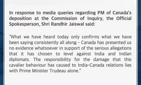 India said, Canada did not present any evidence to support the allegations made against Indian diplomats