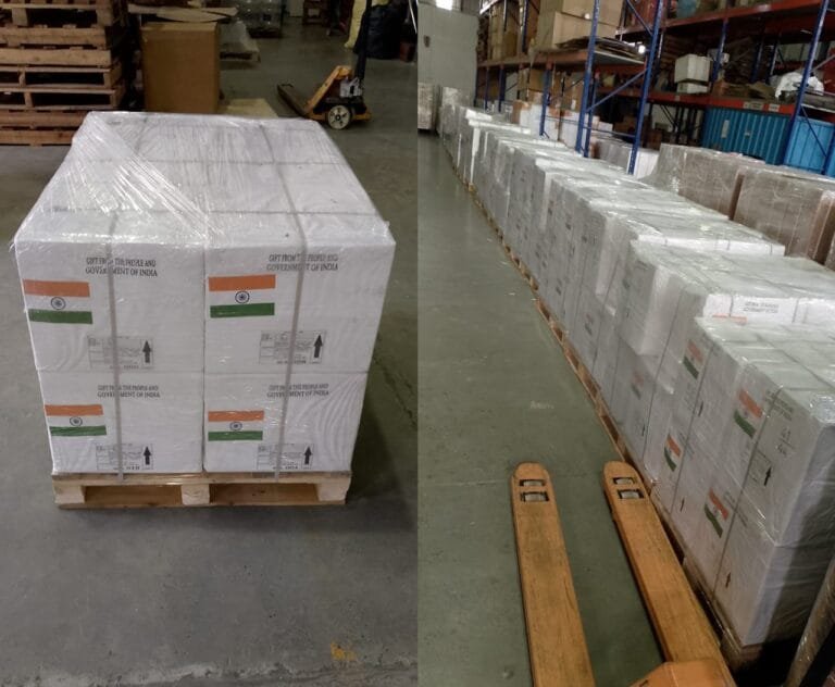 India sends first consignment of 300 tonnes of medicines and food items as humanitarian aid to Palestine