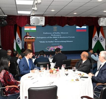 Indian Embassy in Moscow hosts dinner for Indian delegates of BRICS Business Forum to strengthen India-Russia business ties