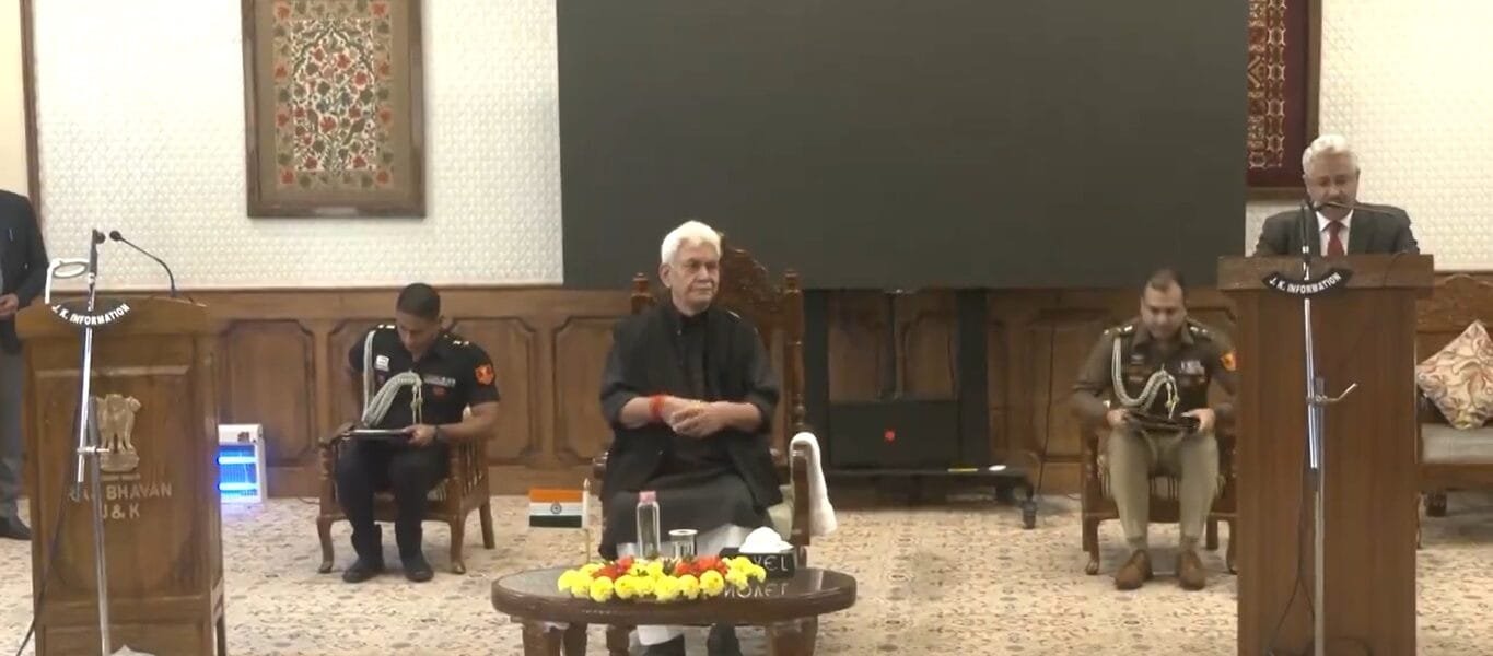 Jammu and Kashmir LG Manoj Sinha administered the oath to National Conference leader Mubarak Gul as the temporary Speaker of the Assembly
